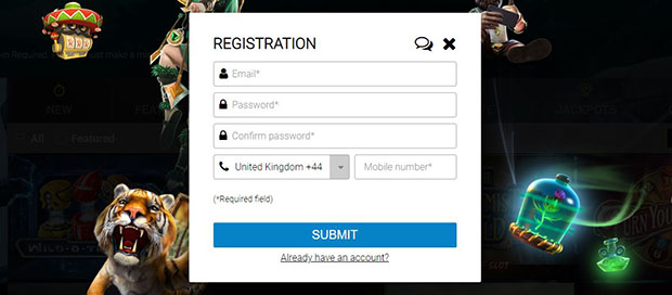 You can easily sign-up at Palace Casino